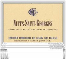 Etiquette Côte De Beaune -Réf-JP-M-558 (Appellation NUIT-Saint-GEORGES  Contrôlée )  Grand Cru Français - Bourgogne