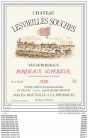 Etiquette VIN  - Réf-JP-M-578 BORDEAUX  SUPERIEUR (Appelation BORDEAUX Contrôlé 1988 Mis En Btles Par Cyrille- MAYET -33 - Bordeaux