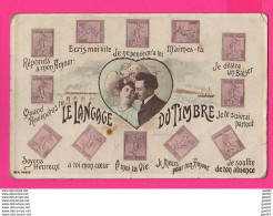 CPA (Réf: Z 3145) (TIMBRES REPRÉSENTATION) Le Langage Des Timbres Couple Coeur - Francobolli (rappresentazioni)