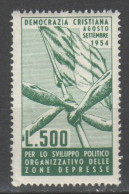 ITALIA 1954 - Democrazia Cristiana - Erinnofilo / Chiudilettere Autofinanziamento L. 500 - Non Classificati