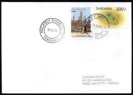 TANZANIE TANZANIA Enveloppe Cover Lettre 30 04 2001 Zanzibar Port Harbour Iguane Iguana - Tanzania (1964-...)