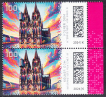 !a! GERMANY 2024 Mi. 3832 MNH Vert.PAIR W/ Right Margins (a) - Historic Buildings In Germany: Cologne Cathedral - Unused Stamps