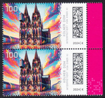 !a! GERMANY 2024 Mi. 3832 MNH Vert.PAIR W/ Right Margins (b) - Historic Buildings In Germany: Cologne Cathedral - Unused Stamps
