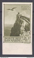 1944 San Marino, N. A48a - 20 Lire Non Dentellato - MNH** - Luftpost