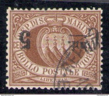 1892 San Marino, N. 9a - 5c. Su 30 C. Bruno -Soprastampa Capovolta - Usato - Andere & Zonder Classificatie