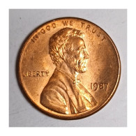 ÉTATS UNIS - Km 201 - 1 CENT - LINCOLN SMALL CENT - 1987 - MEMORIAL - SPL - 1959-…: Lincoln, Memorial Reverse