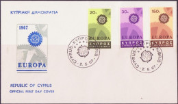 Chypre - Cyprus - Zypern FDC1 1967 Y&T N°284 à 286 - Michel N°292 à 294 - EUROPA - Covers & Documents