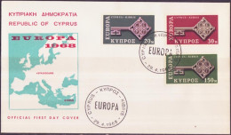 Chypre - Cyprus - Zypern FDC1 1968 Y&T N°299 à 301 - Michel N°307 à 309 - EUROPA - Lettres & Documents