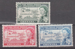 GRENADA 1958 - GRANADA - FEDERACION DE LAS INDIAS OCCIDENTALES - YVERT 175/177* - Grenade (...-1974)