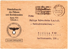 DR 1943, Frei Durch Ablösung Reich Auf Brief D. Präsidialkanzlei Des Führers... - Lettres & Documents