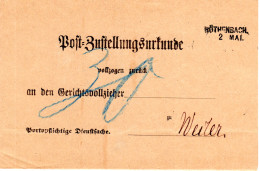 Bayern 1889, L2- Aushilfstempel RÖTHENBACH Auf Kpl. Post-Zustellungsurkunde - Brieven En Documenten