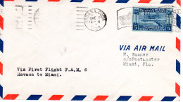 Cuba 1929, 5 C. Sevicio Aereo Auf Erstflug Brief Havanna-Miami, USA - Other & Unclassified