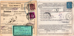 DR 1931, 40+100 Pf. Auf Paketkarte V. Düsseldorf M. Rs. Frankreich 1 Fr. Semeuse - Brieven En Documenten