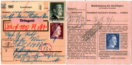 DR 1944, Landpost Stpl. SUFFERSHEIM über Treuchtlingen Auf FP Wert Paketkarte - Lettres & Documents