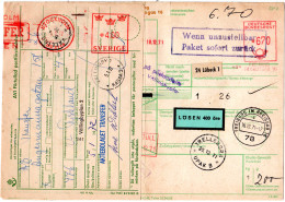 BRD 1971, Paketkarte V. FREIBURG M. Schweden Porto-Etikett U. Grünem Aufkleber - Storia Postale