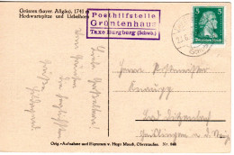 DR 1927, Späte Bayern Posthilfstelle GRÜNTENHAUS Taxe Burgberg Auf AK M. 5 Pf - Briefe U. Dokumente