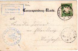 Bayern 1905, Posthilfstelle ALMAGMACH Taxe Immenstadt In Blau Auf Karte M. 5 Pf. - Briefe U. Dokumente