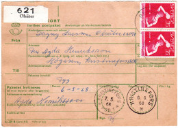 Schweden 1968, MeF 8x35 öre Tischtennis WM Auf Paketkarte V. Olsäter  - Covers & Documents