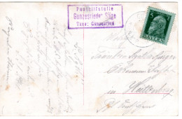 Bayern 1912, Posthilfstelle GUNZESRIEDER SÄGE Taxe Gunzesried Auf Karte M. 5 Pf  - Brieven En Documenten
