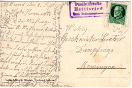 Bayern 1918, Posthilfstelle HETTISRIED Taxe Muthmannshofen Auf Karte M. 5 Pf.  - Covers & Documents