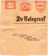 NL 1931, Amsterdam Freistempel M. Schäferhund De Telegraaf Zeitungsschleife  - Chiens