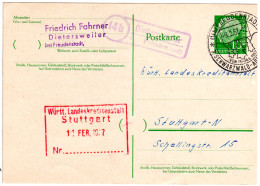 BRD 1957, Landpoststempel 14b DIETERSWEILER über Freudenstadt Auf Ganzsache. - Covers & Documents
