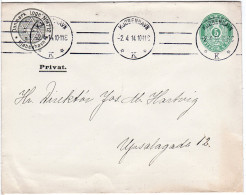 Dänemark 1914, Gebr. 5 öre Ganzsache Brief M. Eindruck Freimaurer DK Loge No.712 - Other & Unclassified