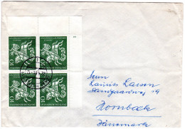 BRD 1961, MeF 4er-Block St. Georg Auf Brief V. Husum N. Dänemark - Storia Postale