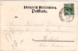 Bayern 1898, L2-Aushilfstempel BICHL Als Ank.Stpl. Auf AK M. Württemberg 5 Pf. - Covers & Documents