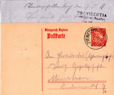 Bayern 1919, 10 Pf. Ganzsache V. Vorderschellenbach M. K1 ZIEMETSHAUSEN - Brieven En Documenten
