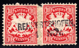 Bayern, L2-Aushilfstempel RENNERTSHOFEN Klar Auf Mini-Briefstück M. 2x10 Pf. - Brieven En Documenten