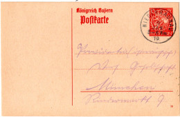 Bayern 1919, 10 Pf. Ganzsache M. Schwaben-K1 NIEDERRAUNAU - Covers & Documents