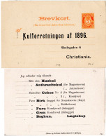 Norwegen 1896, 3 öre Ganzsache M. Rücks. Zudruck Kulforretningen Christiania - Fabrieken En Industrieën