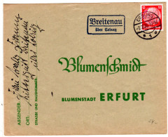 DR 1936, Landpost Stpl. BREITENAU über Coburg Auf Brief M. 12 Pf.  - Lettres & Documents