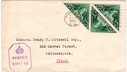 Neuseeland 1944, MeF 3x1d Gesundheit Dreiecksmarken Auf Zensurbrief N. USA - Autres - Océanie
