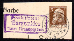 Bayern, Posthilfstelle BURGWALDEN Taxe Strassberg Auf Ganzsachenausschnitt - Brieven En Documenten