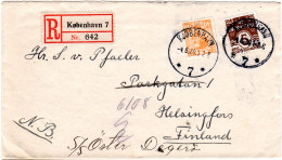 Dänemark 1926, 5+40 öre Auf Einschreiben Brief V. Kopenhagen N. Finnland. - Other & Unclassified