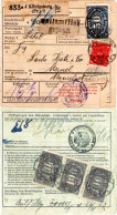 DR 1922, 5 Marken Vorder- U. Rücks. Auf Paketkarte V. Königsberg M. Zollstempel - Lettres & Documents