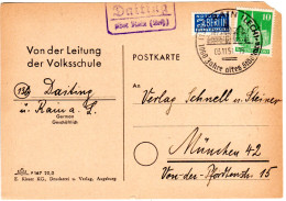 BRD 1951, Landpost Stpl. DAITING über Rain (Lech) Auf Karte M. 10 Pf.  - Covers & Documents