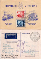 DDR 1954, Leipziger Messe Sonderkarte M. Beiden Marken U. Per Luftpost N. NL - Lettres & Documents