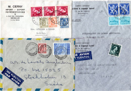 Belgien 1947/49, 4 Verschieden Frankierte Luftpost Briefe Nach Schweden.  - Altri & Non Classificati