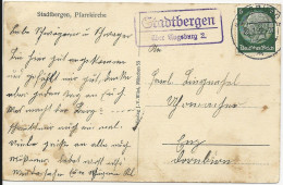 DR 1936, Landpost Stpl. Stadtbergen über Augsburg 2 Auf AK M. Kirche - Cartas & Documentos