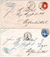 Sachsen 1867, 2 Ganzsachen V. Leipzig Ins Herzogtum Braunschweig, 1mal M. Porto - Saxe
