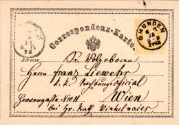 Österreich 1873, Kl. K1 GMUNDEN Klar Auf 2 Kr. Ganzsache - Storia Postale