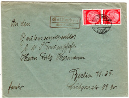 DR 1937, Landpost Stpl. GALLINCHEN über Cottbus Auf NSDAP Brief M. 2x12 Pf. - Lettres & Documents