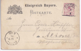 Bayern 1886, Brief Stpl. HKS Kusel, 5 Pfg. Ganzsache. #231 - Brieven En Documenten
