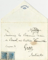Italien 1873, 2x20 C. Auf Adels Brief V. ROMA N. Graz Österreich. #3003 - Zonder Classificatie