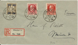 Bayern 1920, 96 A+b Zus. M. 20 Pf. Auf Portorichtigem Reko Orts Brief. #2772 - Briefe U. Dokumente