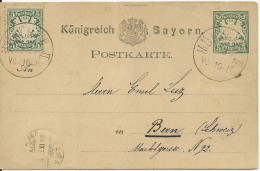 Bayern 1878, 5 Pf. WZ "weite Welle" Auf Ganzsache V. München I.d. Schweiz. #1247 - Briefe U. Dokumente