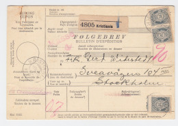 Norwegen 1924, MeF 3x 30 öre Auf Auslands Paketkarte N. Schweden. #2389 - Sonstige & Ohne Zuordnung